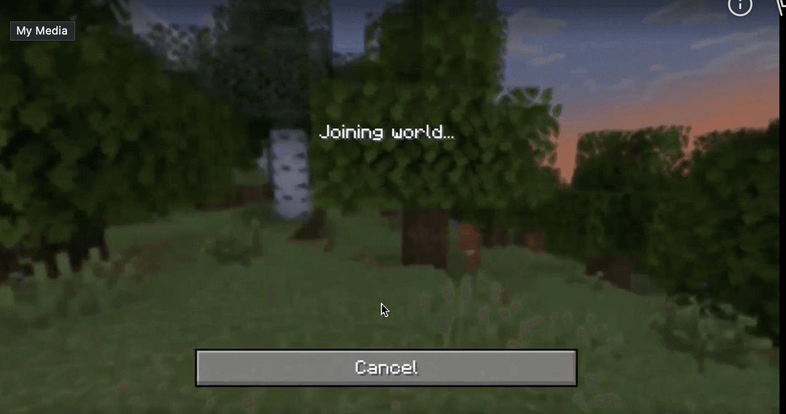 Photograph of Client join screen showing server address and connection status used in testing.