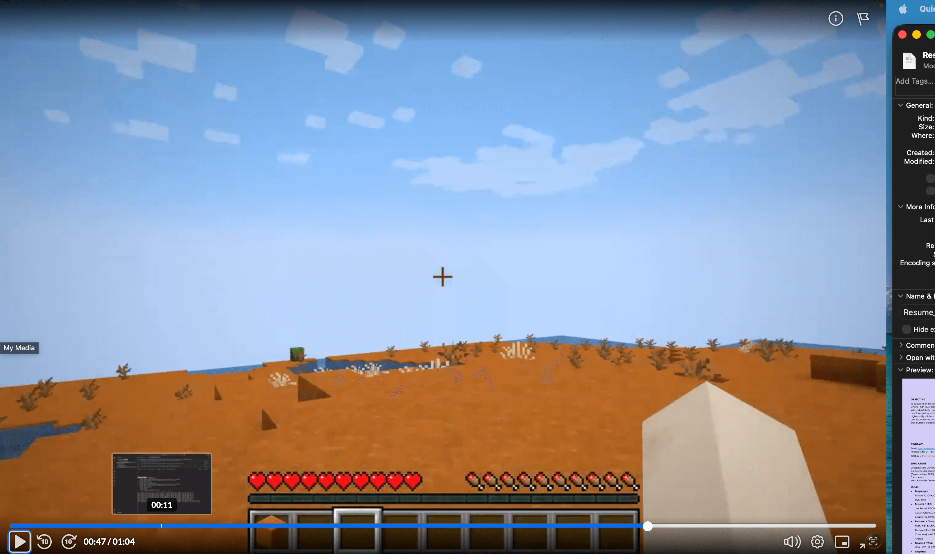 Photograph of In‑game gameplay screenshot demonstrating the running Minecraft server and player environment.